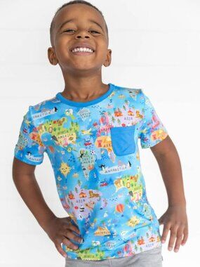 NWT Little Sleepies Around The World SS Pocket Tee Size 2T and Size 5